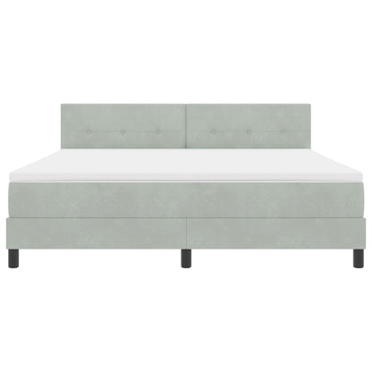 Boxspringbed Met Matras Lichtgrijs Super King Velvet Blauw