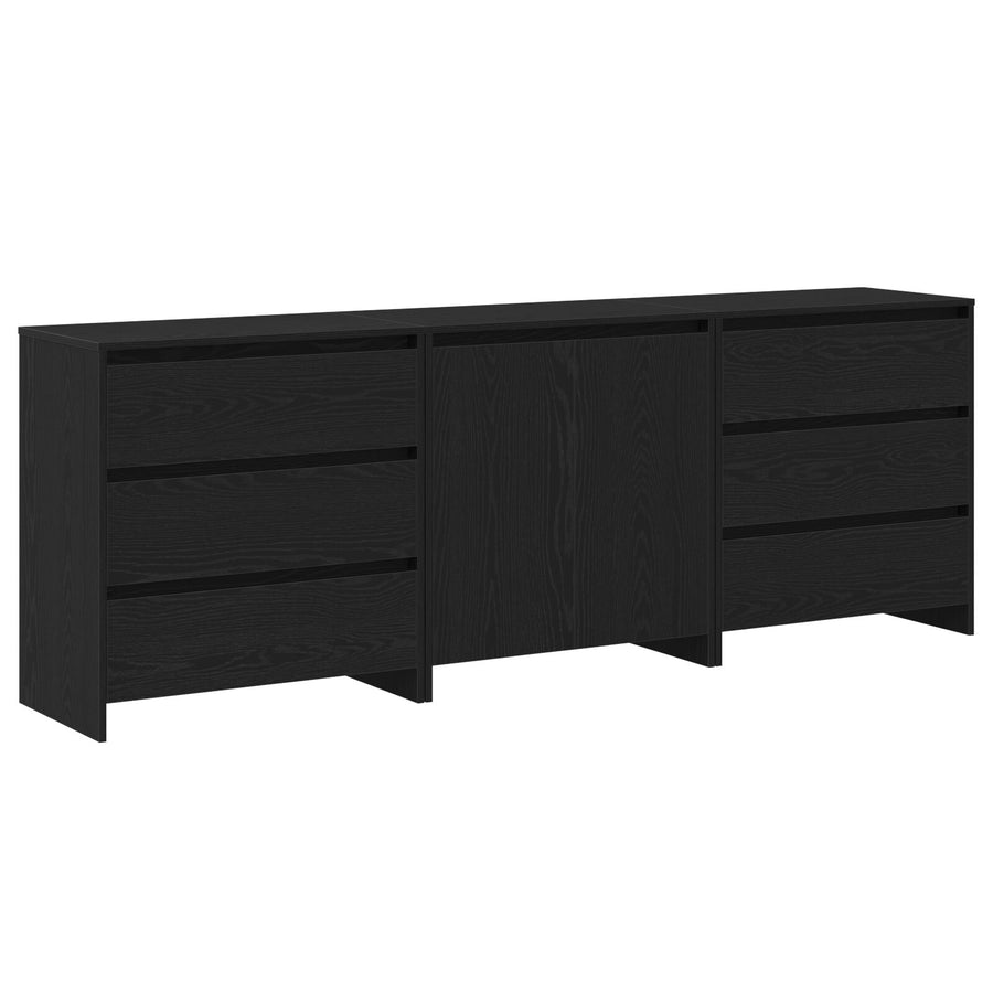 3-Delige Sideboards In Zwart Eiken Geengineerd Hout
