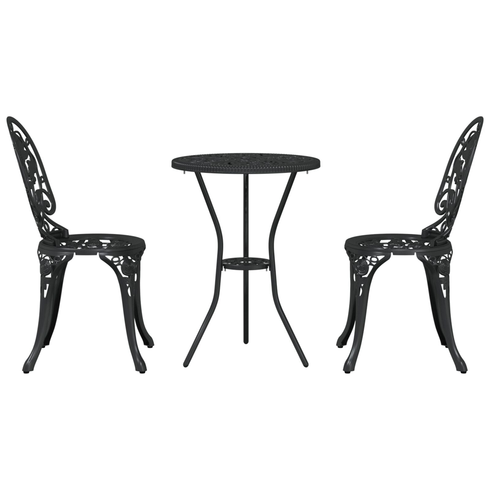 3-Delig Tuin Bistro Set Giet铝 Zwart