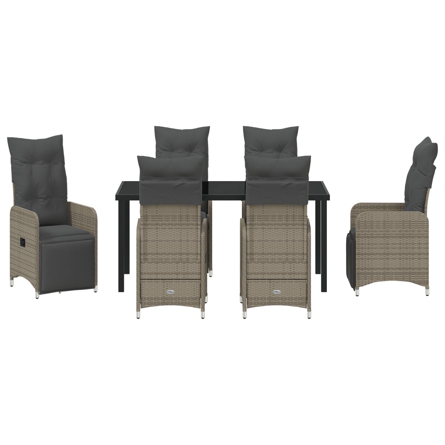 7 Persoons Tuin Eetset Met Kussens Beige