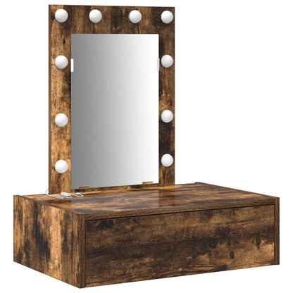 Wand Hangende Kaptafel -Verlichting In 60 x 40 x 70 cm Gerookt eiken met LED