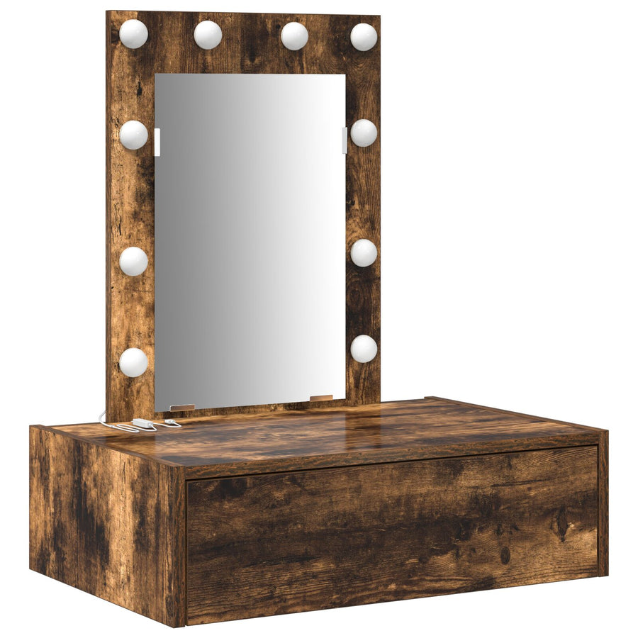 Wand Hangende Kaptafel -Verlichting In 60 x 40 x 70 cm Gerookt eiken met LED