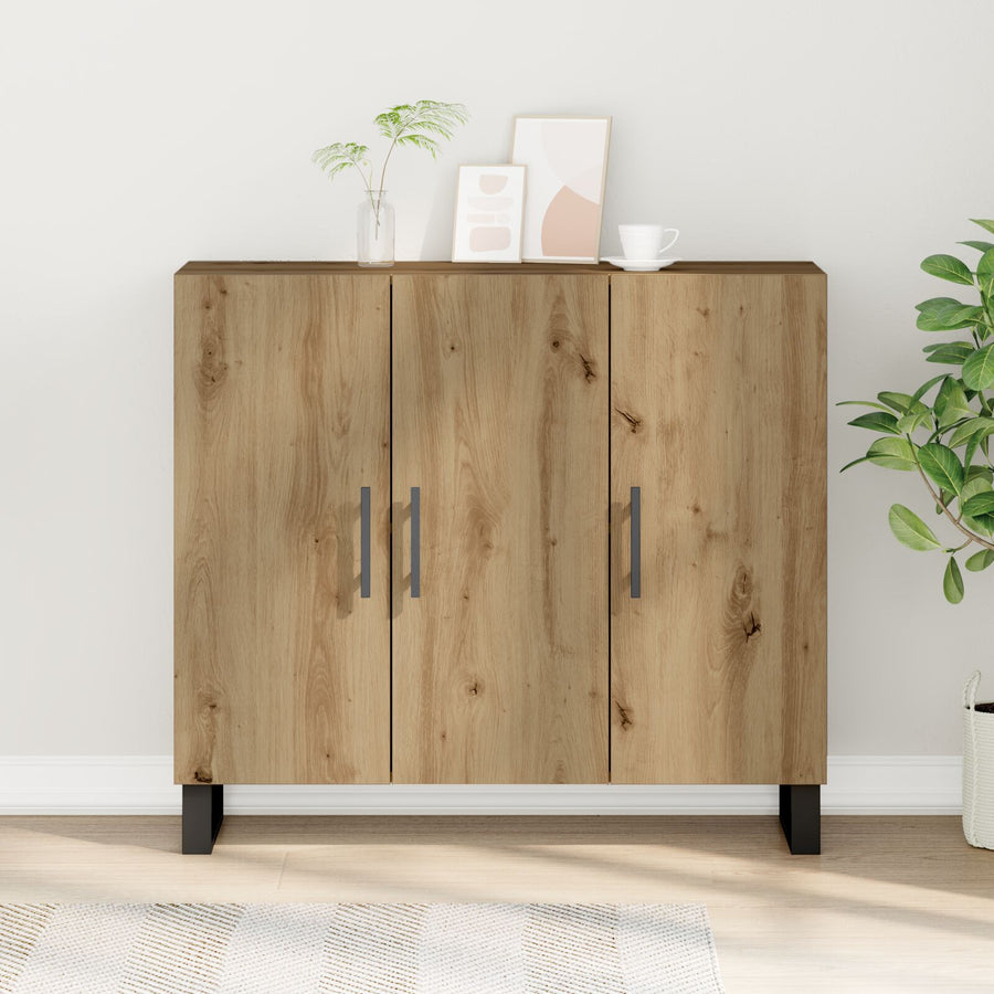 Dressoir Met 3 Deuren Artisan Eikenhout 90X34X80 Cm Gelaagd Hout