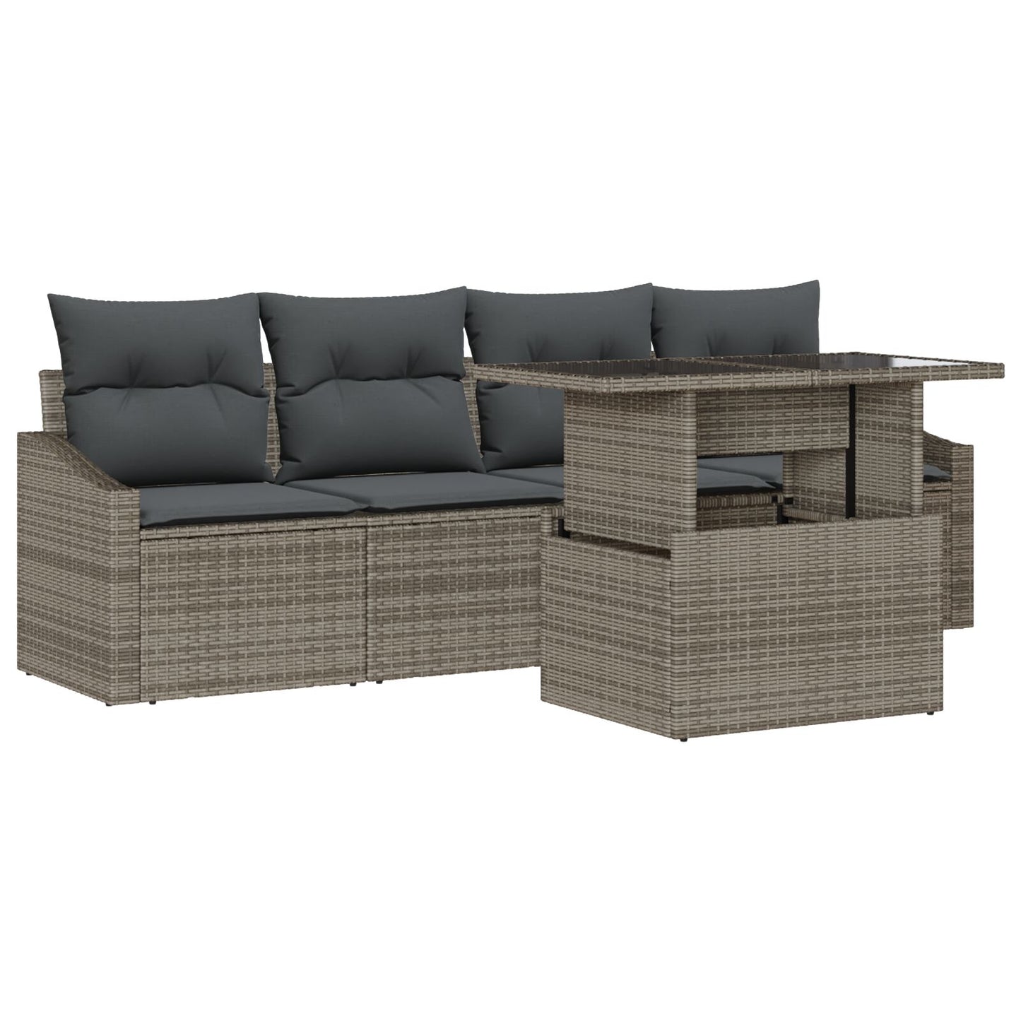 5-Delige Tuin Sofa Set Met Kussens Grijs Poly Rattan
