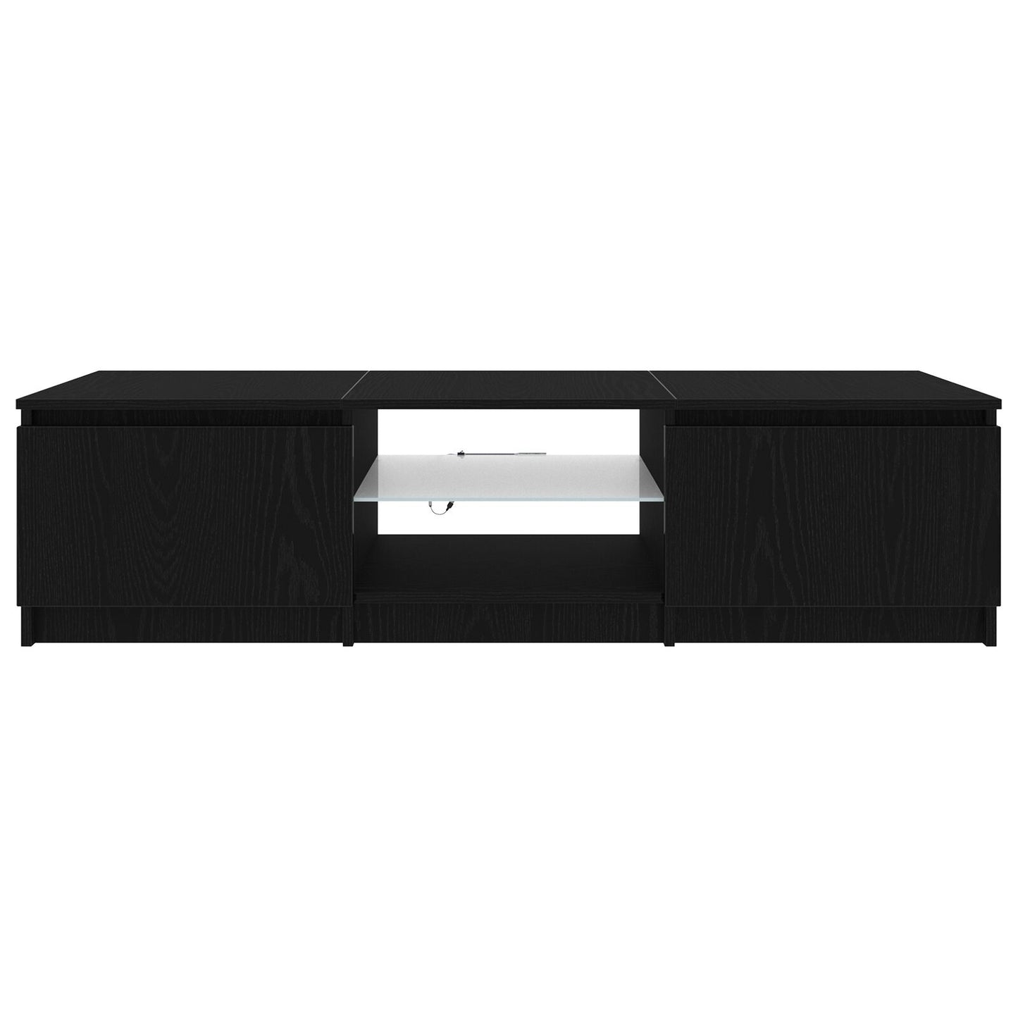Tv-Meubel Met Led-Verlichting - Zwart Eiken - 140X40X35,5 Cm - Bewerkt Hout