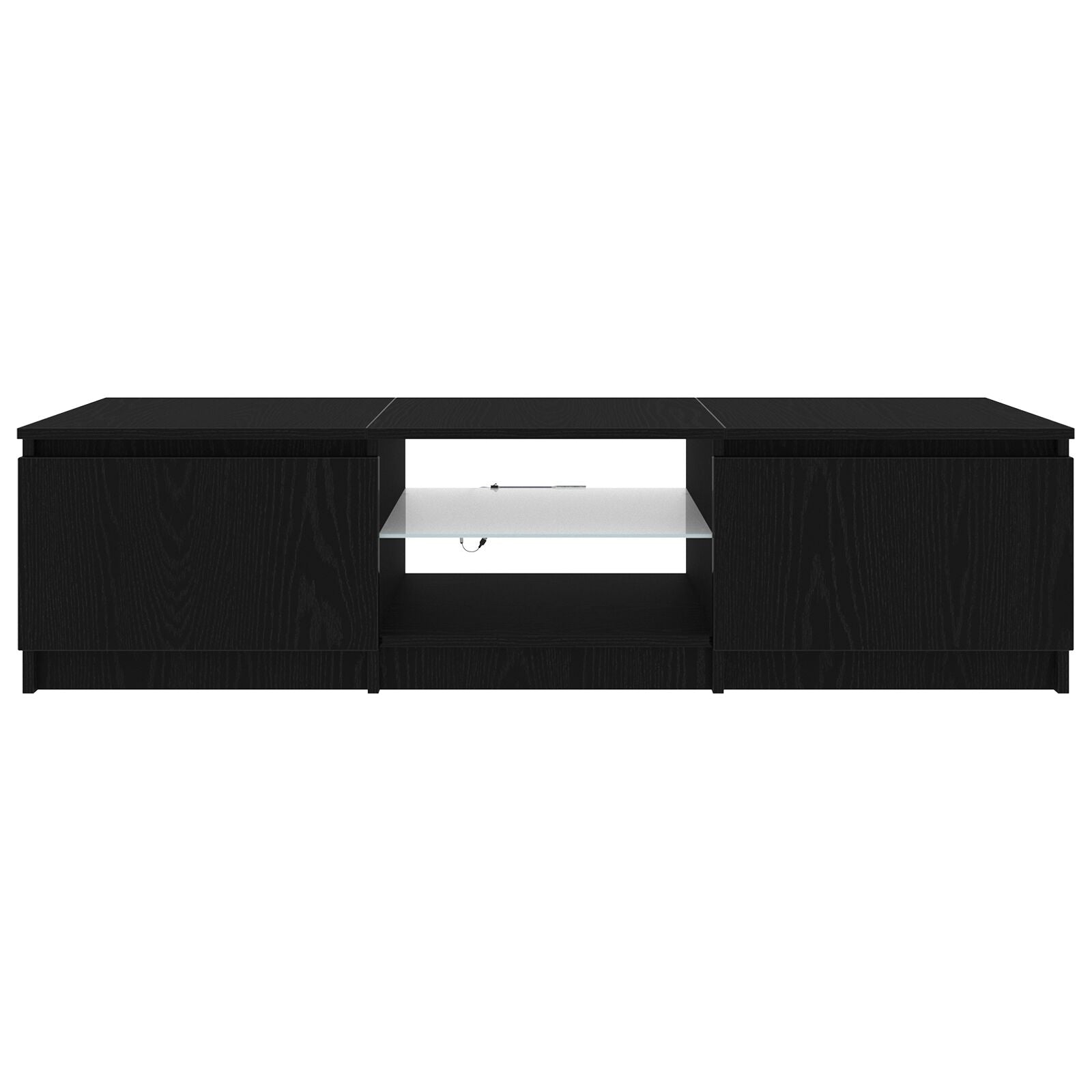 Tv-Meubel Met Led-Verlichting - Zwart Eiken - 140X40X35,5 Cm - Bewerkt Hout