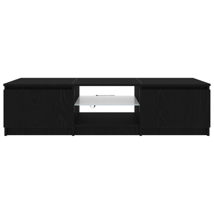 Tv-Meubel Met Led-Verlichting - Zwart Eiken - 140X40X35,5 Cm - Bewerkt Hout