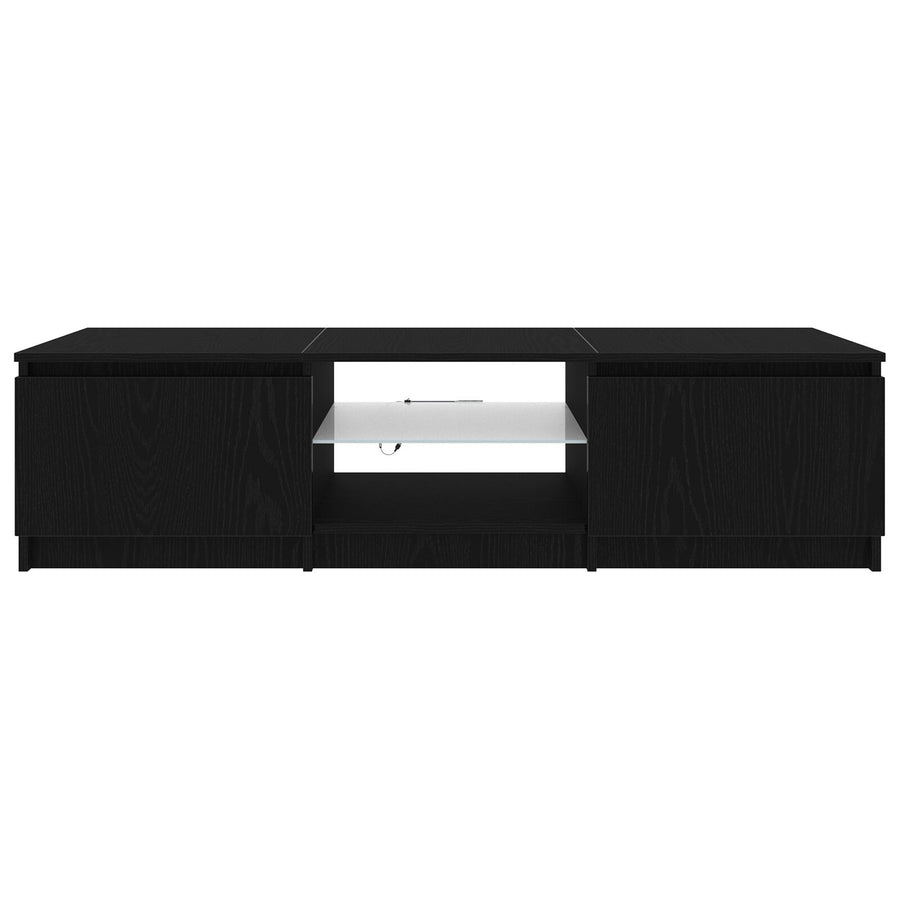 Tv-Meubel Met Led-Verlichting - Zwart Eiken - 140X40X35,5 Cm - Bewerkt Hout