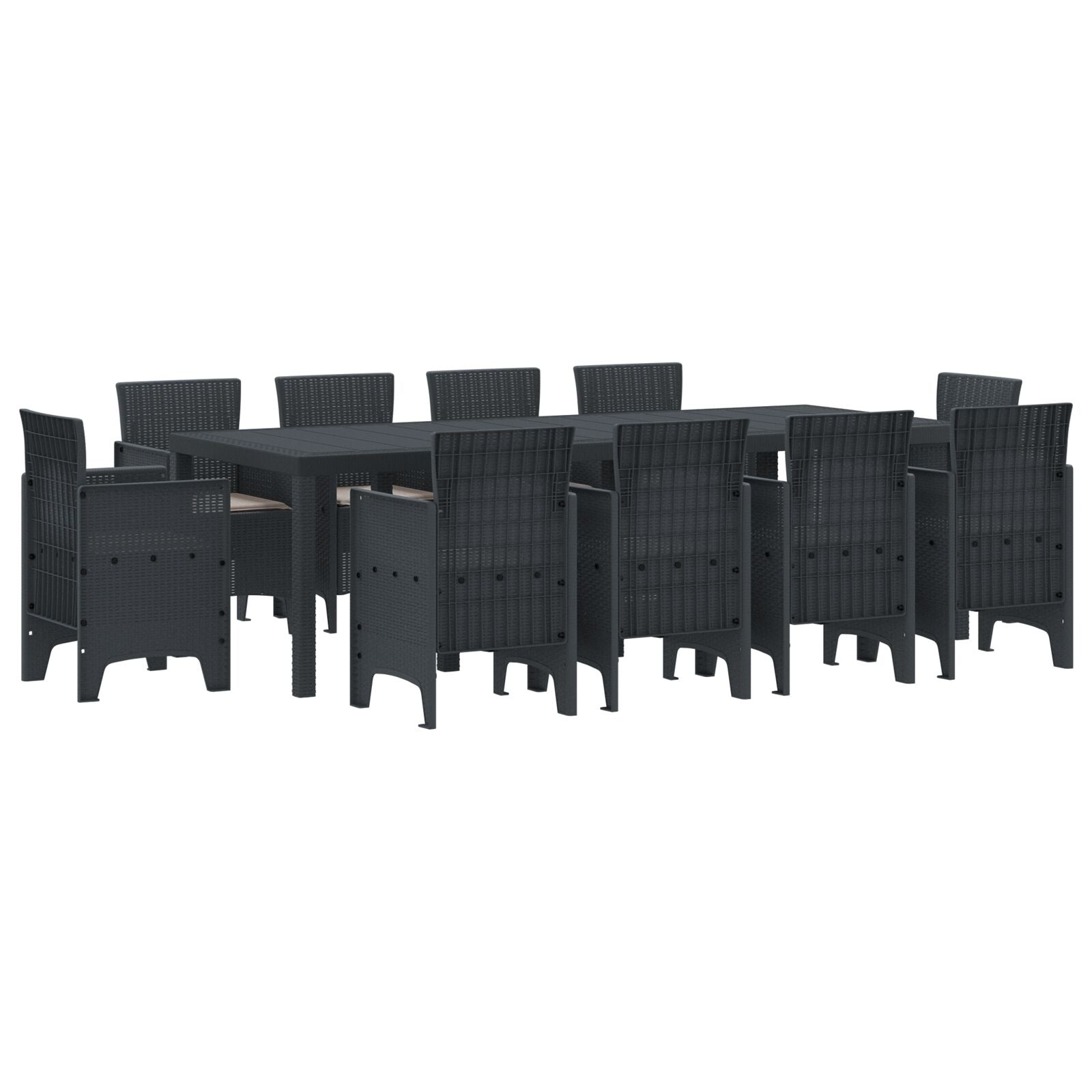 11 Delige Tuin Eetset Met Kussens Anthraciet Poly Rattan