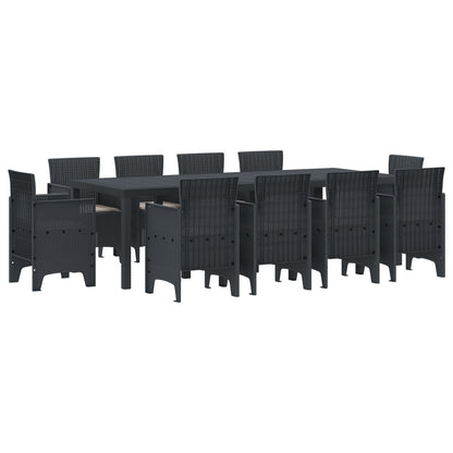 11 Delige Tuin Eetset Met Kussens Anthraciet Poly Rattan