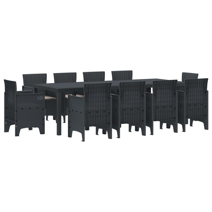 11 Delige Tuin Eetset Met Kussens Anthraciet Poly Rattan