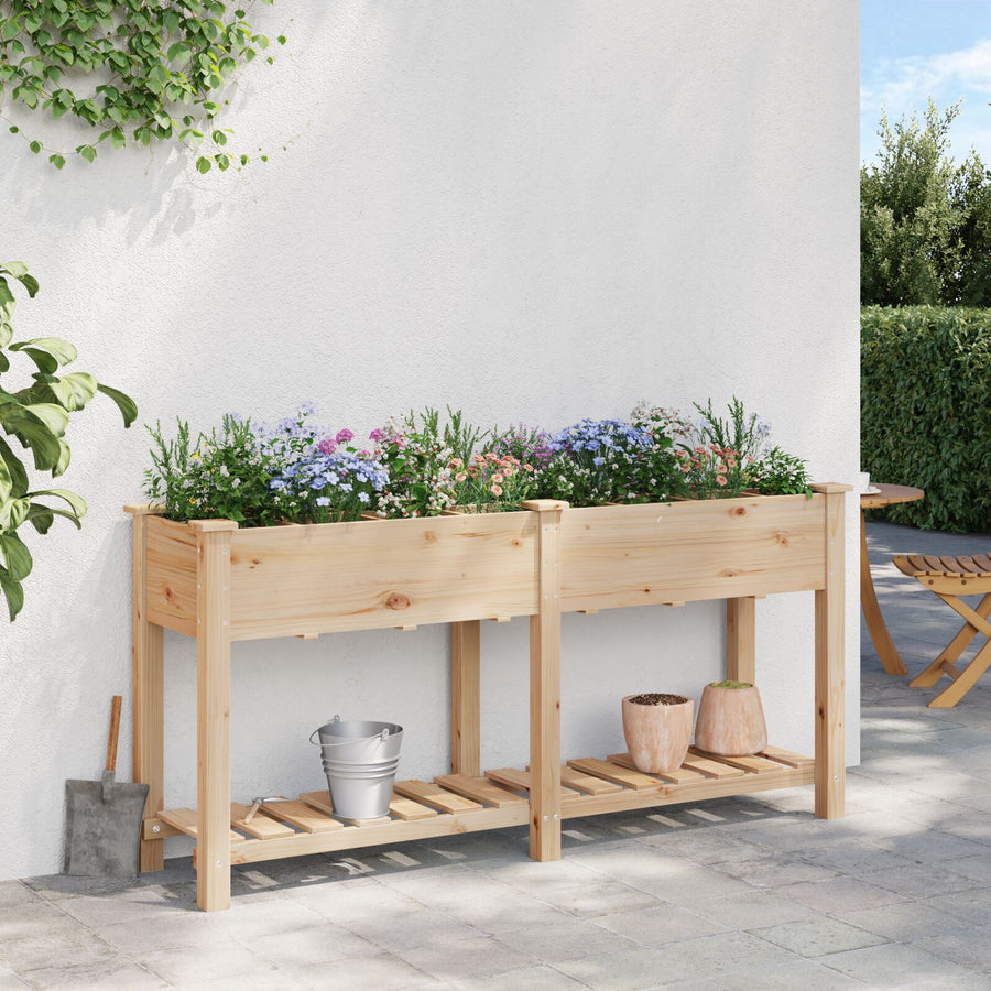 Tuinbak Met Rasters 161X43X76 Cm Massief Vurenhout 161.5 x 45 x 76.5 cm