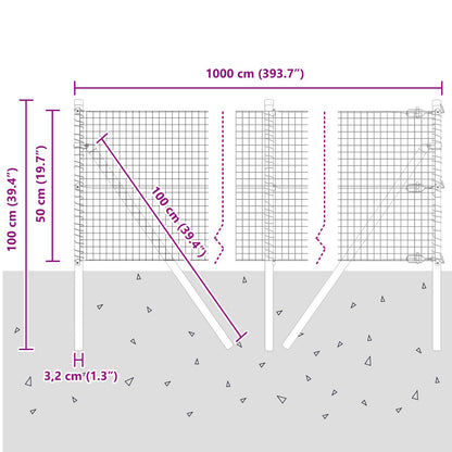 Hekpaal Set Set Van 2 Gegalvaniseerd Staal 10 X 0,5 M Duurzaam Gegalvaniseerd Staal