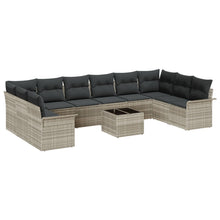 11-delige Tuin Sofaset met Kussens Grijs Poly Rattan