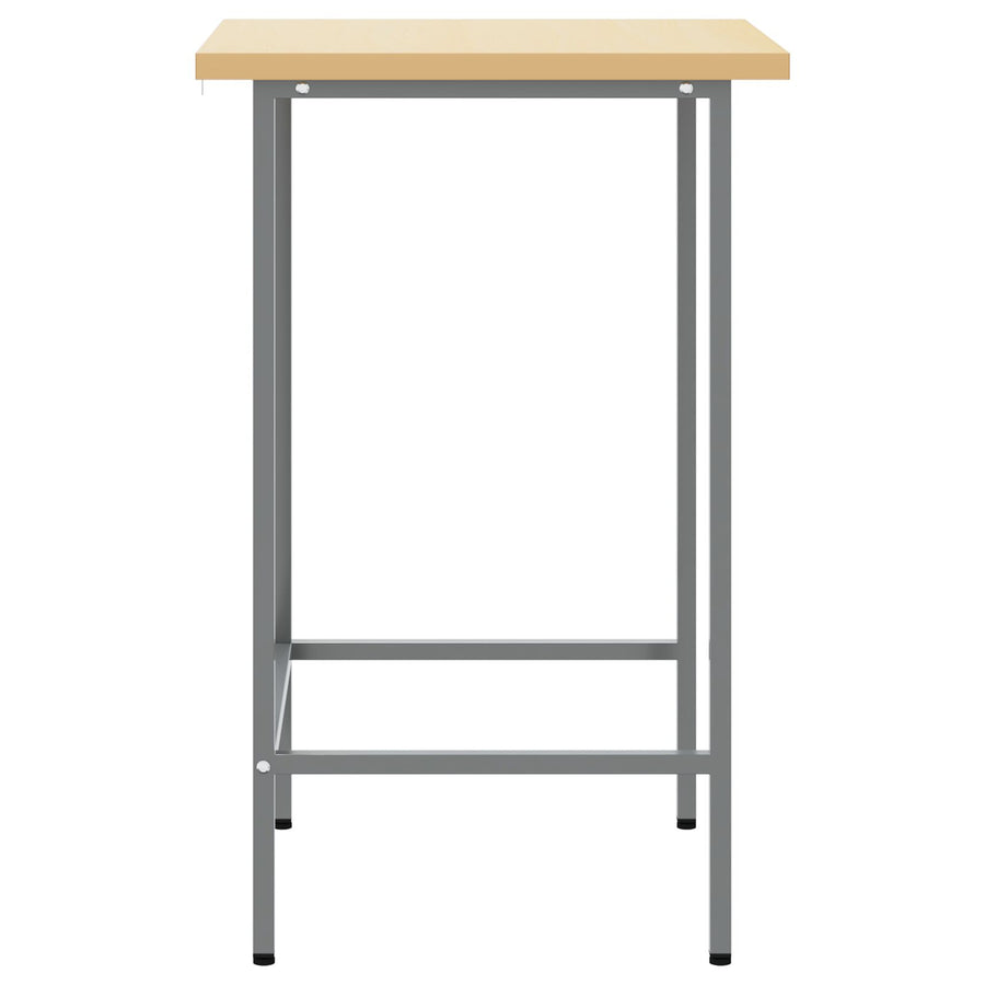 Werktafel 55X55X85 Cm Staal En Bewerkt Hout Grijs Hoektafel