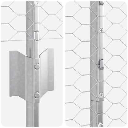 Schutting Palen 22 Stuks U-Kanaal 120 Cm Gegalvaniseerd Staal,  Zeshoekige Schutting 1,2X100 M Gegalvaniseerd Staal