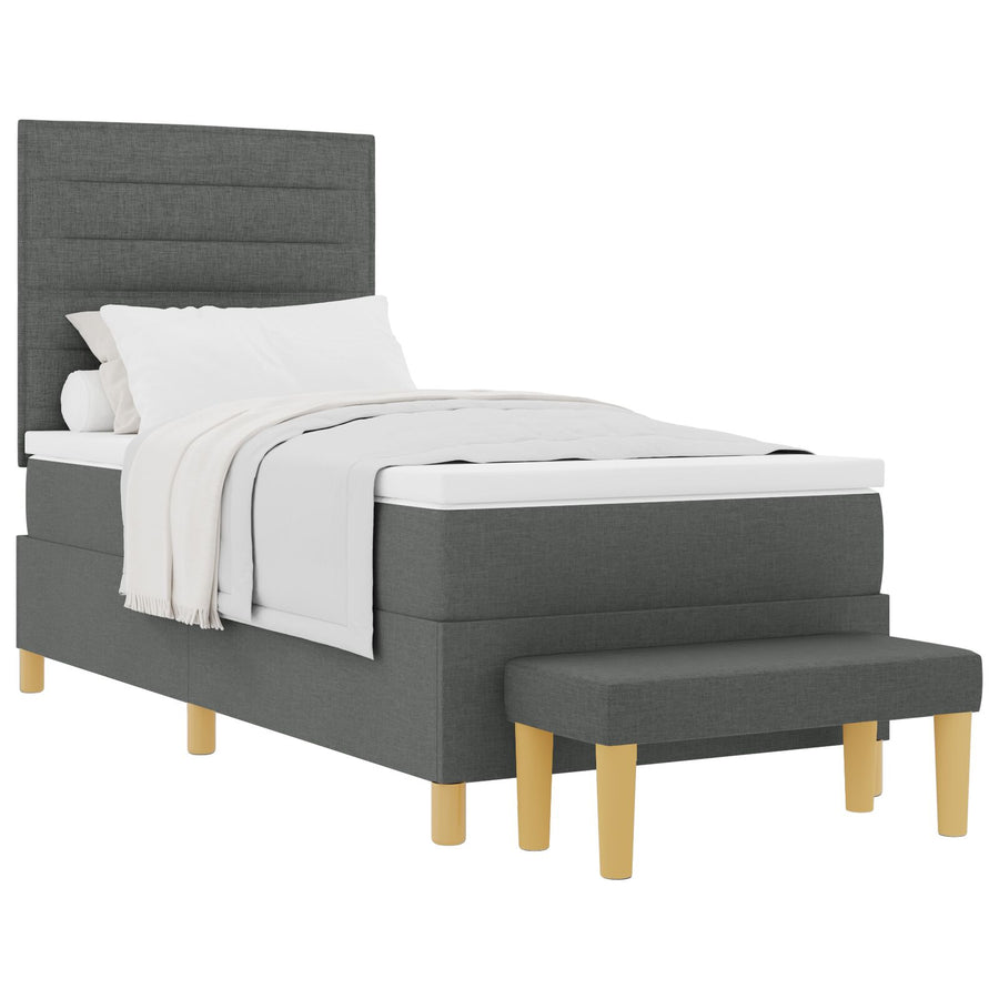 Boxspringbed Met Matras & Bank Stof Donkergrijs 80 x 200 cm Lijnen ontwerp