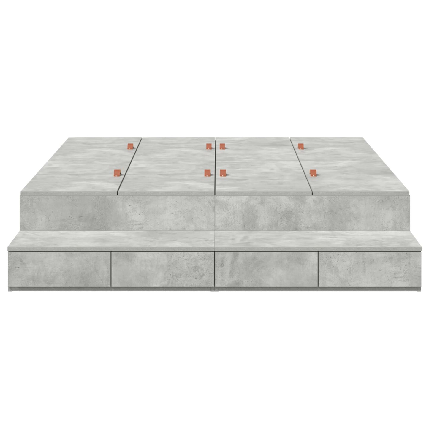 Opbergbedframe Grijs Bewerkt Hout 135,5 X 190 X 31,5 Cm Artisanaal Eiken
