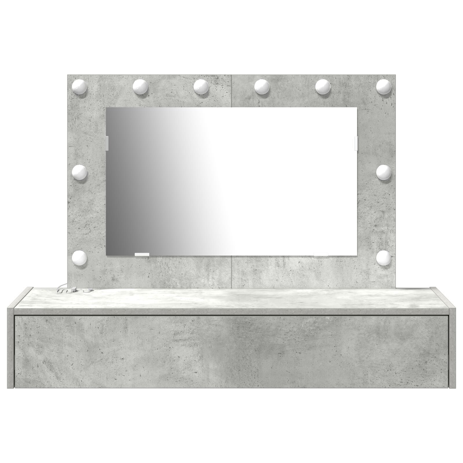 Wandkaptafel -Lichten In 100 x 40 x 70 cm Beton grijs met LED