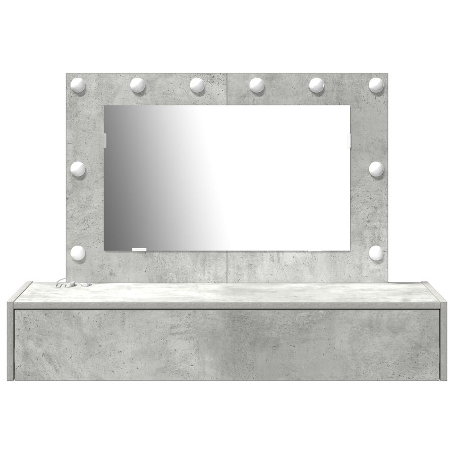 Wandkaptafel -Lichten In 100 x 40 x 70 cm Beton grijs met LED