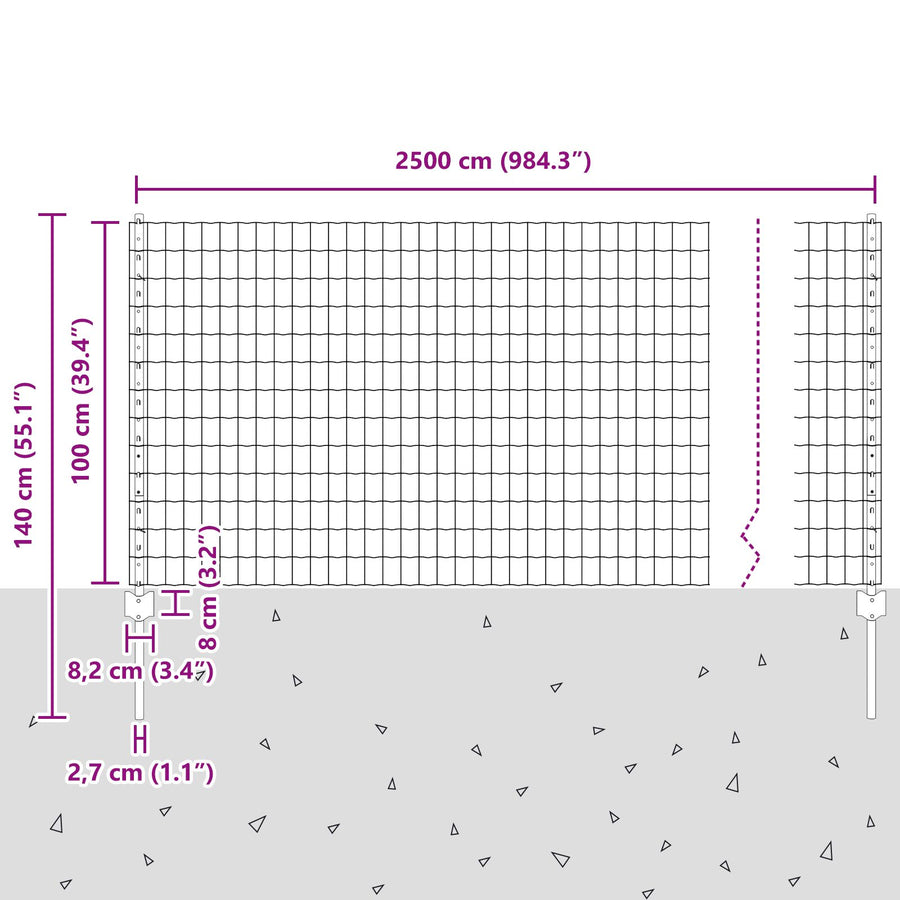 Tuinhekset Set Van 2 Gegalvaniseerd Staal 25 X 1 M Duurzaam