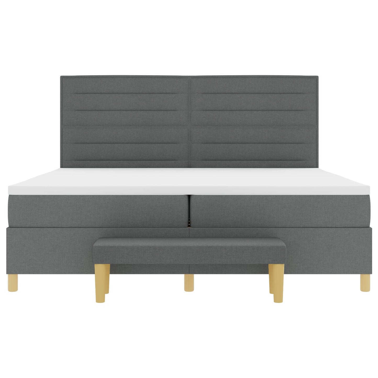 Boxspringbed Met Matras & Bank Stof Donkergrijs 200 x 200 cm Lijn ontwerp