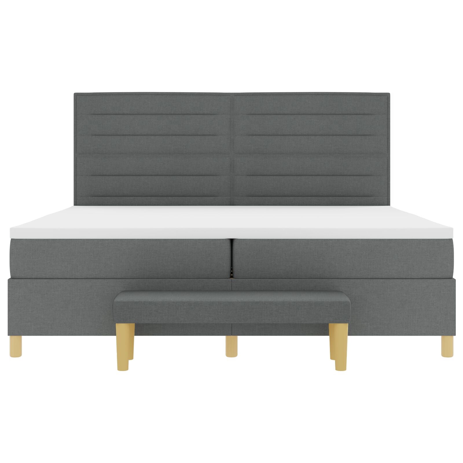 Boxspringbed Met Matras & Bank Stof Donkergrijs 200 x 200 cm Lijn ontwerp