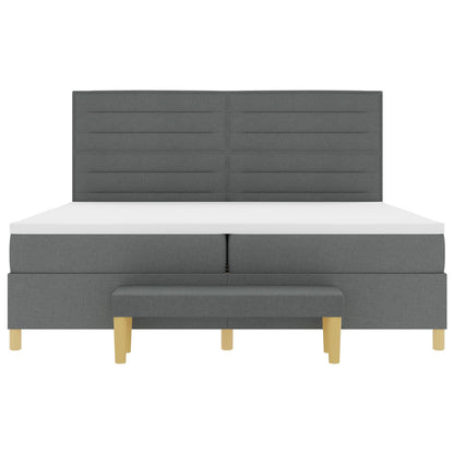 Boxspringbed Met Matras & Bank Stof Donkergrijs 200 x 200 cm Lijn ontwerp