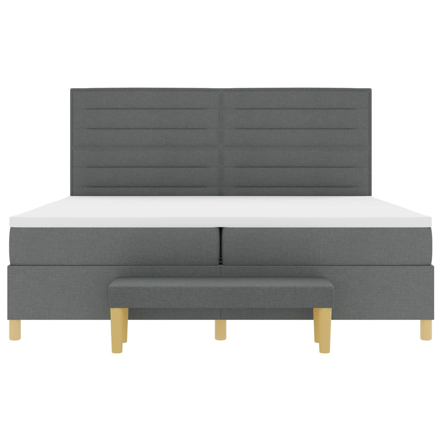 Boxspringbed Met Matras & Bank Stof Donkergrijs 200 x 200 cm Lijn ontwerp