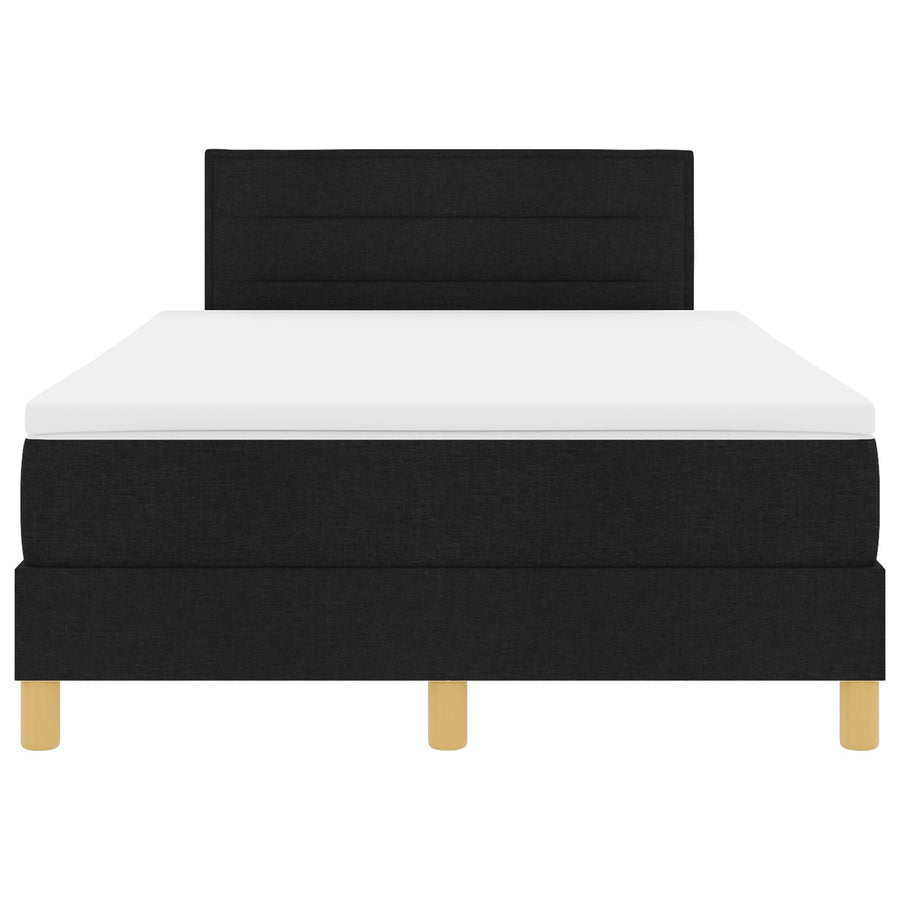 Boxspring Bed Met Matras Stof Zwart 120 x 200 cm Lijnen ontwerp