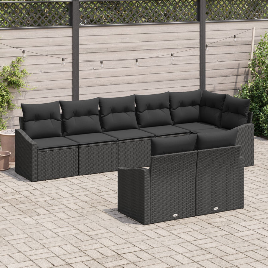 Tuin Sofa Set Set Van 8 Zwart Rattan Vier-Zitplaats Buitensofa
