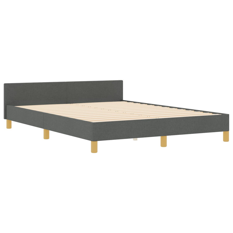 Bedframe Donkergrijs 160X200 Cm Stof Crème