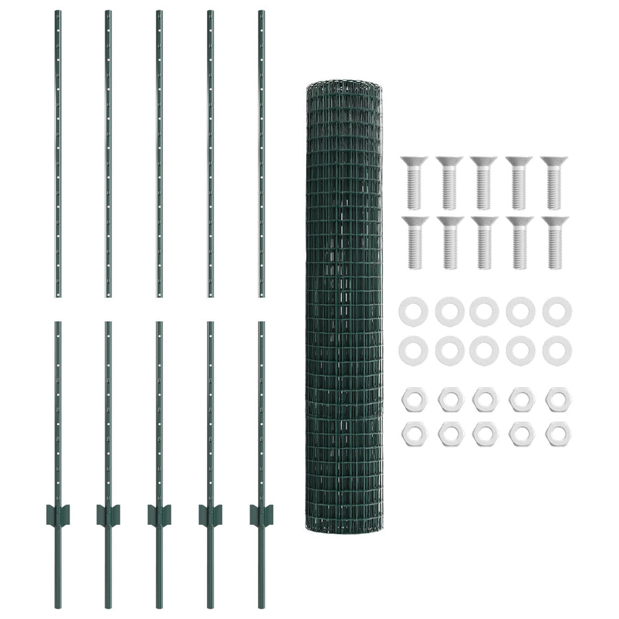 Euro Hek Met Palen Set Van 2 Groen Gepoedercoat Staal, Pvc