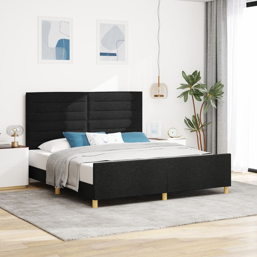 Bedframe Zwart 180X200 Cm Stof Crème