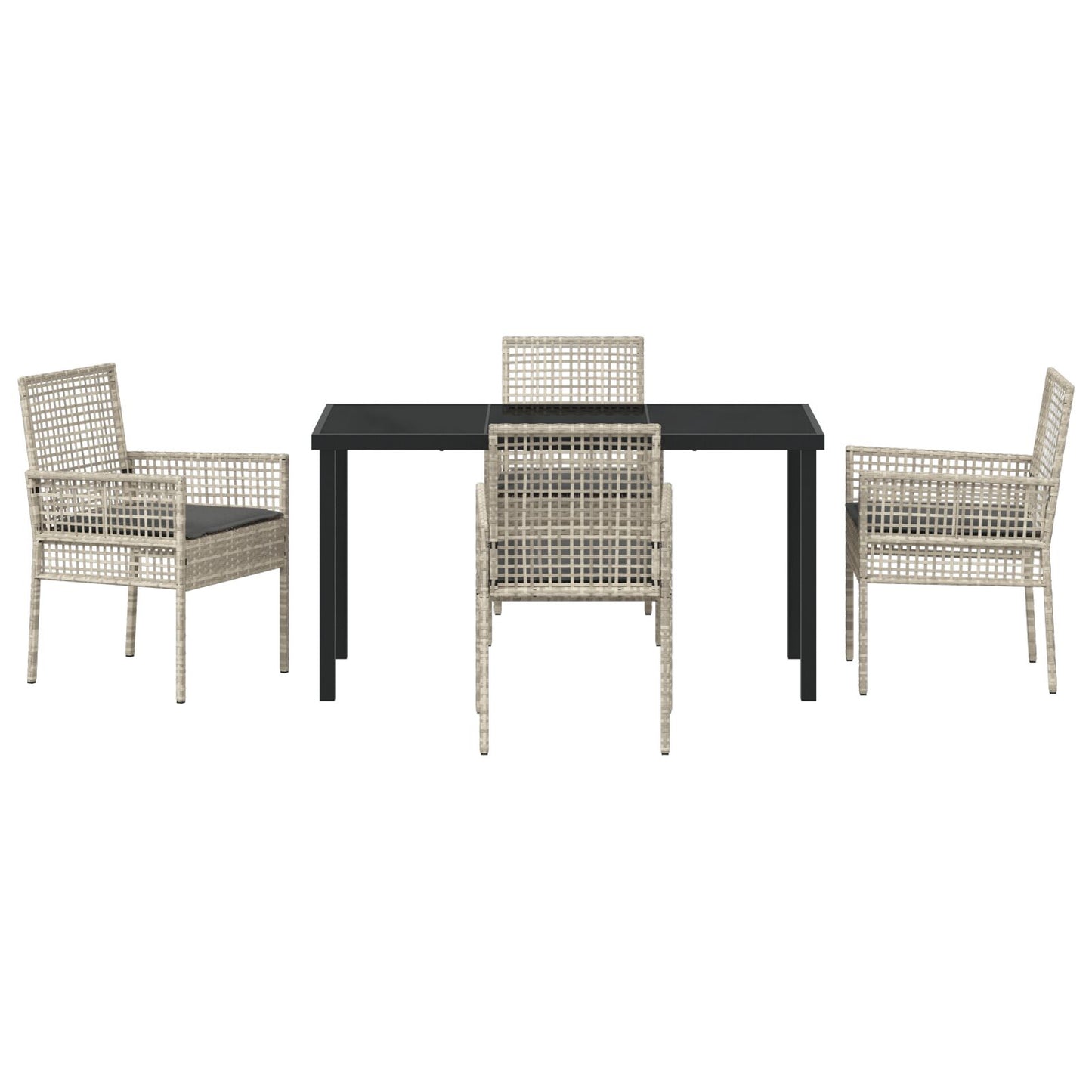 5-Delige Tuin Eettafel Set Met Kussens Lichtgrijs Poly Rattan
