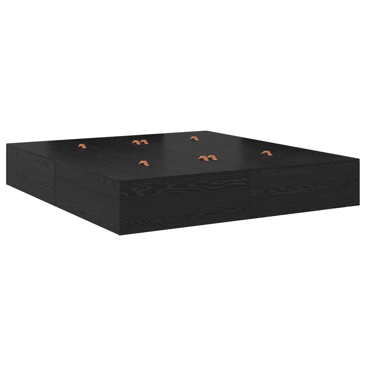Opbergbedframe Zwart Eiken Bewerkt Hout 236,5 X 200 X 31,5 Cm Artisanaal Eiken