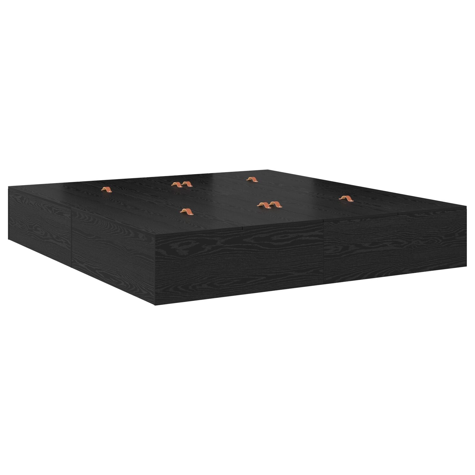 Opbergbedframe Zwart Eiken Bewerkt Hout 236,5 X 200 X 31,5 Cm Artisanaal Eiken