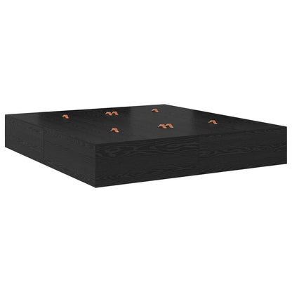 Opbergbedframe Zwart Eiken Bewerkt Hout 236,5 X 200 X 31,5 Cm Artisanaal Eiken