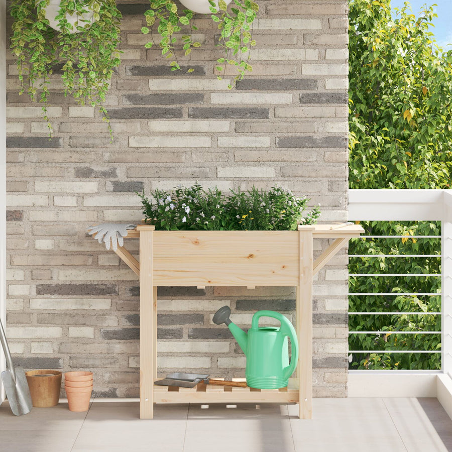 Tuinplanter Met Planken 111X37X76 Cm Massief Vurenhout 111 x 37 x 76.5 cm