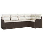 Garden Sofa Set 5 pcs Brown poly rattan