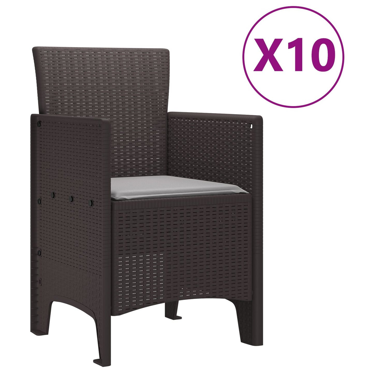 11 Delige Tuin Eet Set Met Kussens Bruin Poly Rattan