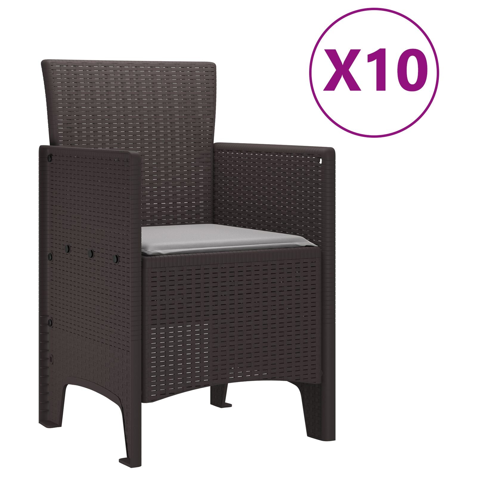 11 Delige Tuin Eet Set Met Kussens Bruin Poly Rattan