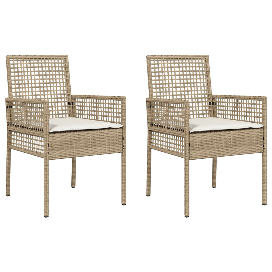 Tuinstoelen 2 Stuks Met Kussens Poly Rattan Gemengd beige en crème