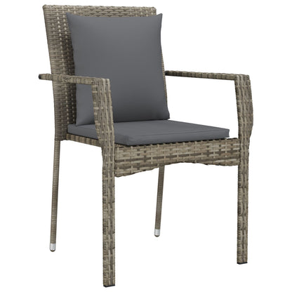 5-Delige Tuinset Met Kussens Grijs Poly Rattan