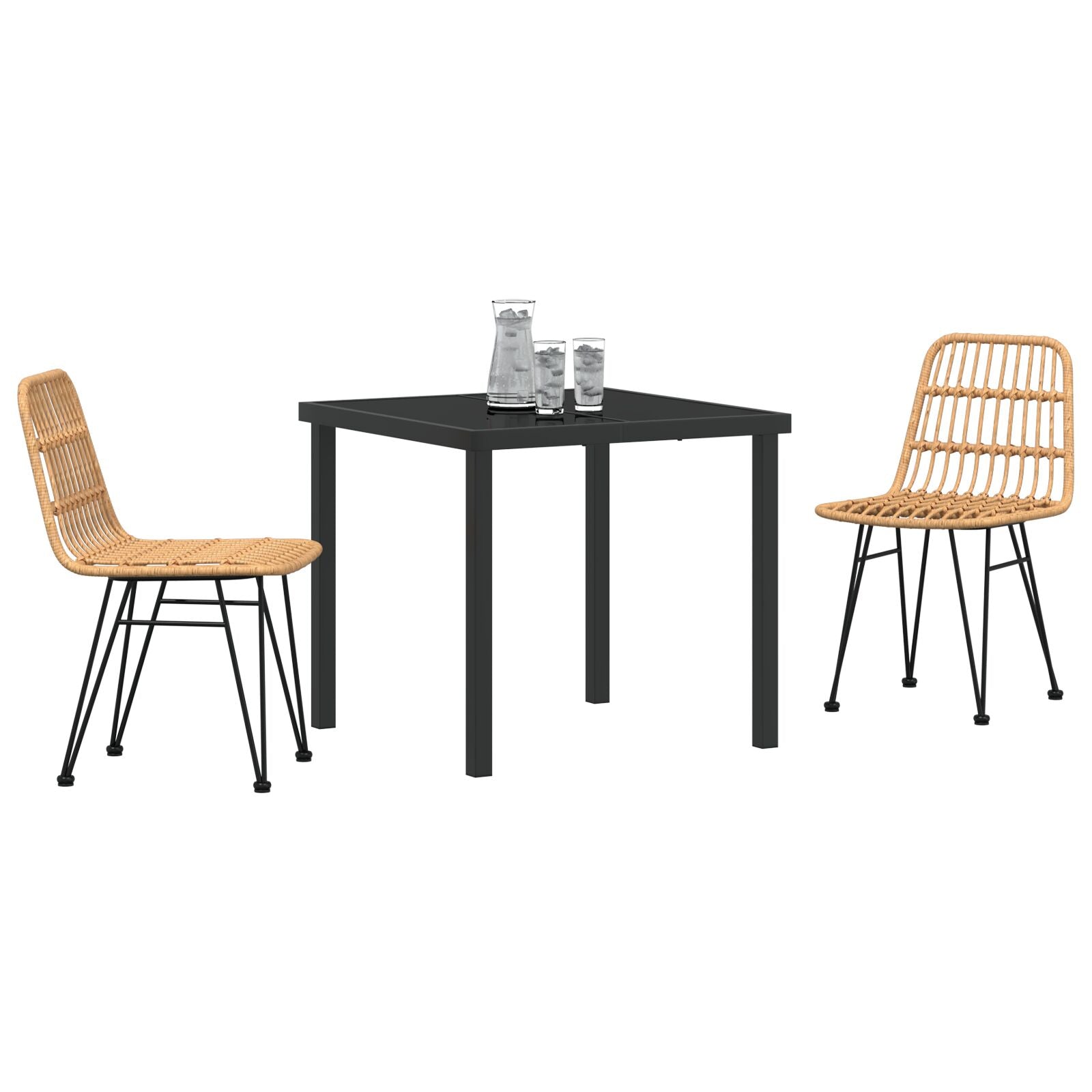 3-Delige Tuin Eetset Bruin Poly Rattan