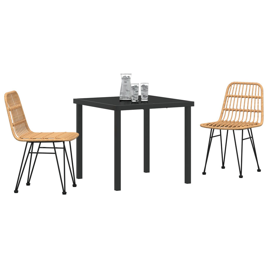 3-Delige Tuin Eetset Bruin Poly Rattan