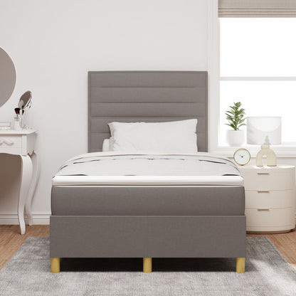 Boxspring Bed Taupe Houten Frame 120X200 Cm Duurzaam Bedframe Blauw
