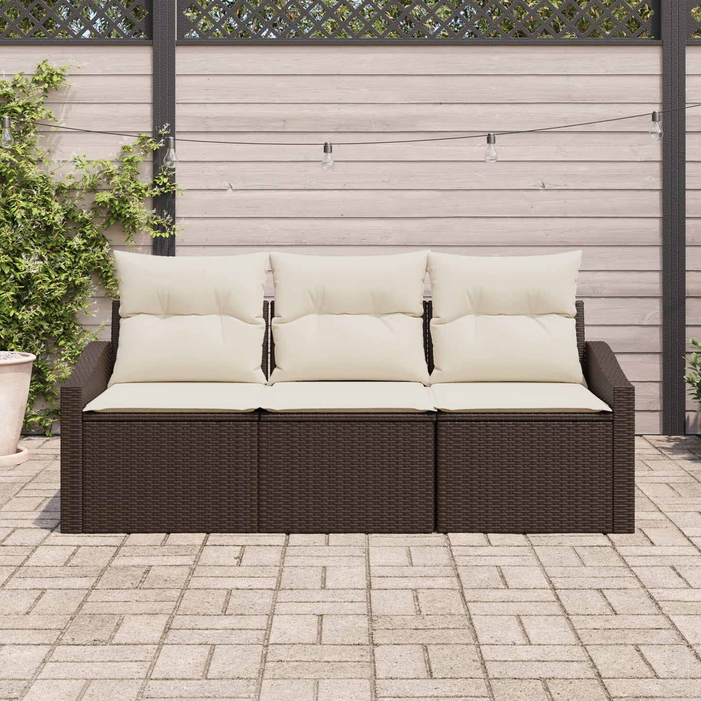 3 Stuks Tuin Sofa Set Met Kussens Bruin Poly Rattan