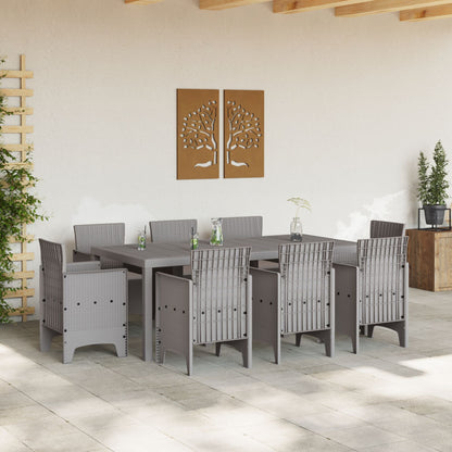 9-Delige Tuinset Met Kussens Lichtgrijs Poly Rattan