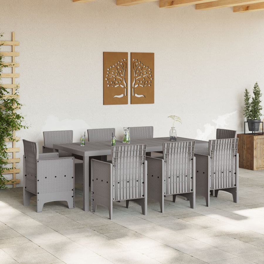 9-Delige Tuinset Met Kussens Lichtgrijs Poly Rattan